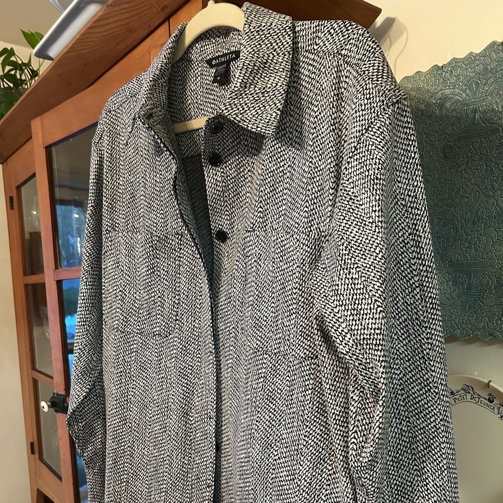 Athleta Black and White Textured Jacket/Shirt